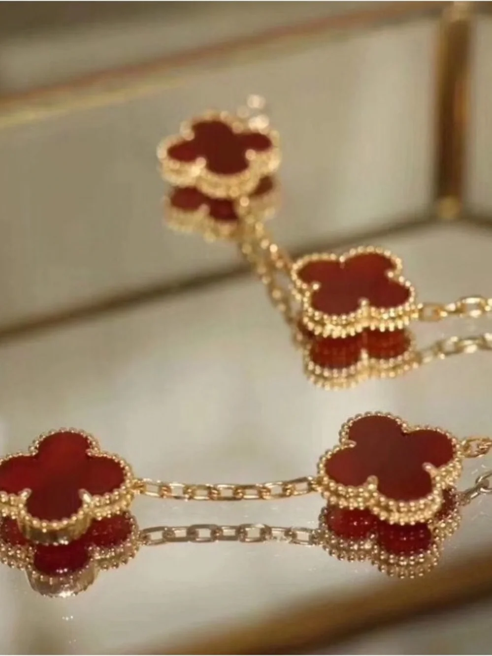 18k Yellow Gold Plated 15mm Red Carnelian Bracelet